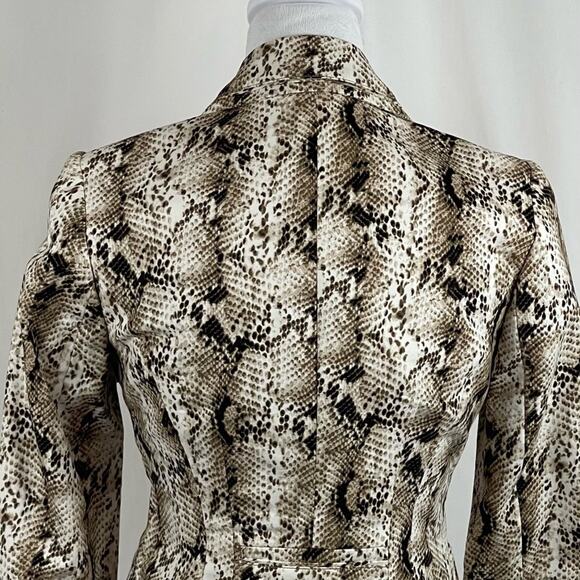 White House Black Market Brown Cream Snakeskin Print Fitted Jacket NWOT Size 00 - Picture 6 of 10